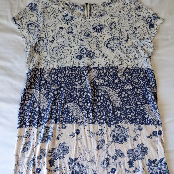 Lucky Brand Floral Print Top Short Sleeve Medium - Picture 2 of 7